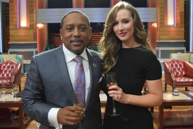 Images of a media professional, Daymond and his wife, Heather
