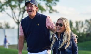 American professional golfer, Phil Mickelson with his wife