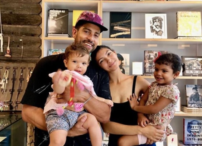 Image of Adam Rodriguez and Grace Gail with their kids, Georgie Day and Bridgemont Bernard