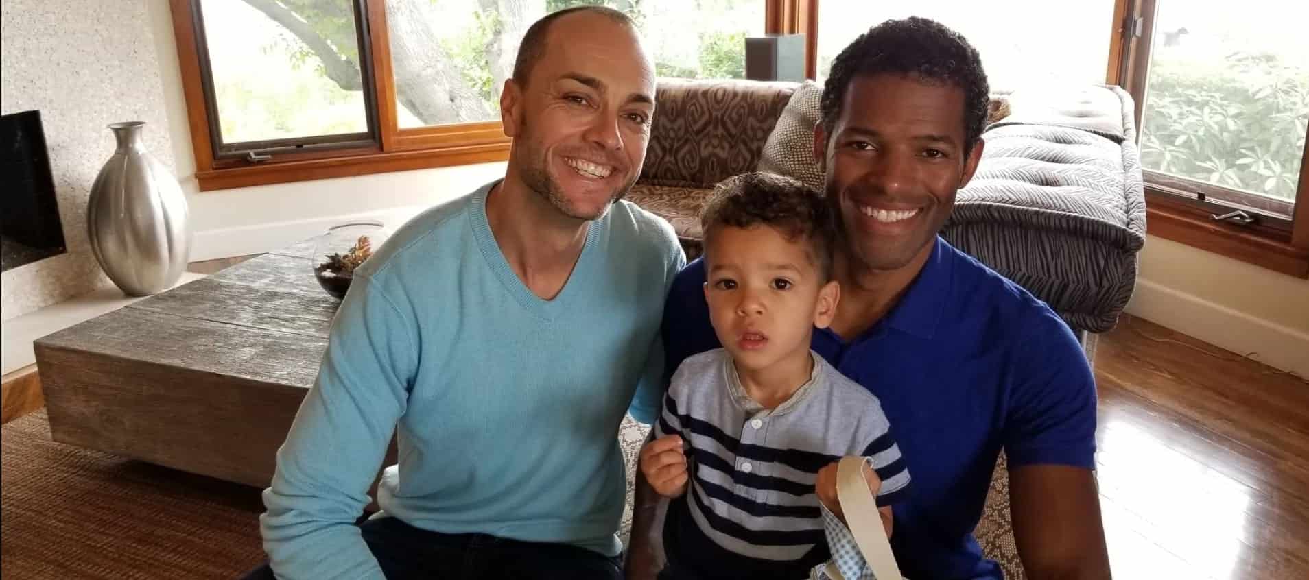 Image of Benjamin Patterson and Mike Moody with their son, Zac Patterson