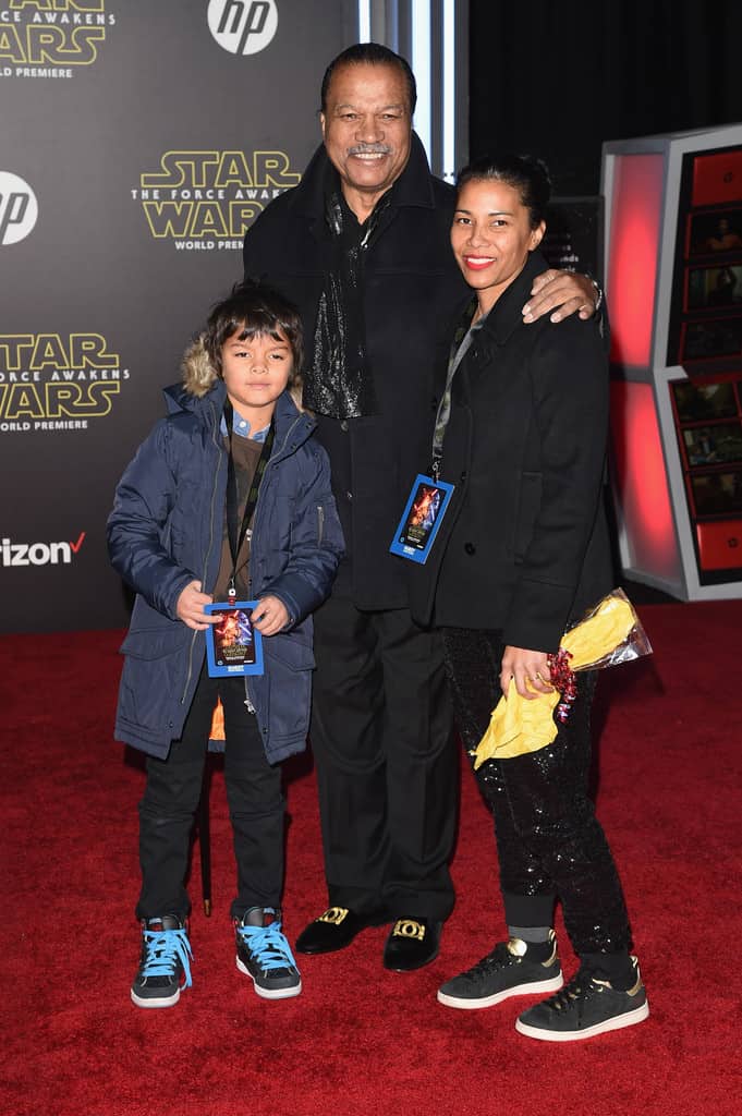 Image of Billy Dee Williams and Teruko Nakagami with their son, Corey Dee Williams