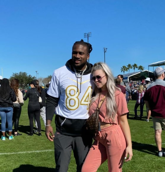 Image of Cordarelle Patterson with his soon to be wife, Taylor Chuck