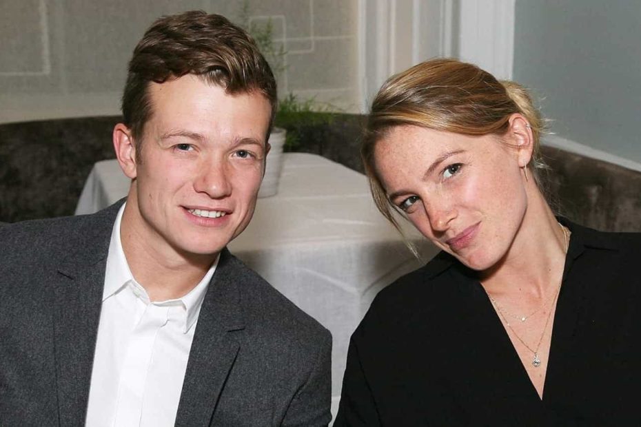 Image of Ed Speleers with his wife, Asia Macey