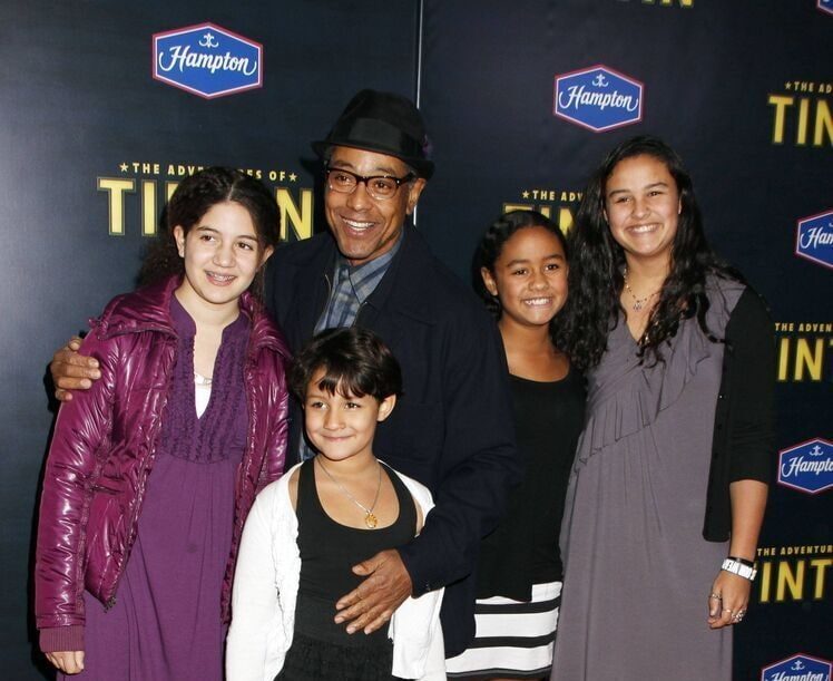 Image of Giancarlo Esposito with his daughters, Kale Lyn, Ruby, Shane Lyra, and Syrlucia