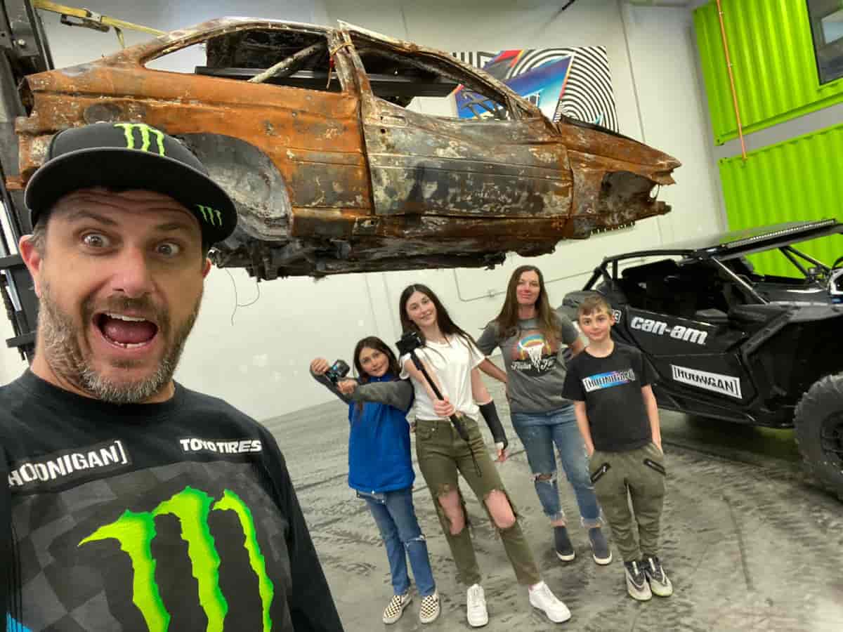 Image of Ken Block with his wife and his kids 