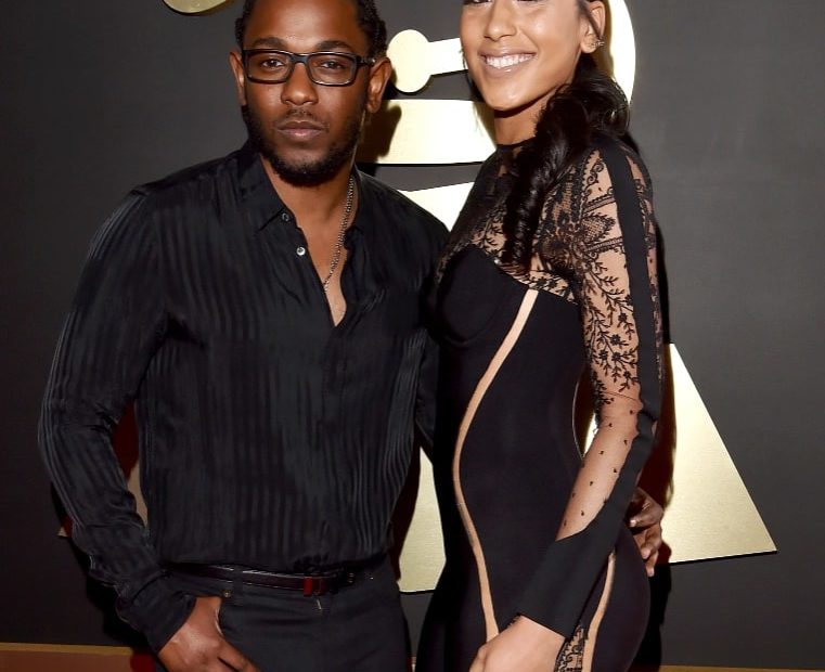 Image of Kendrick Lamar with his fiancée, Whitney Alford