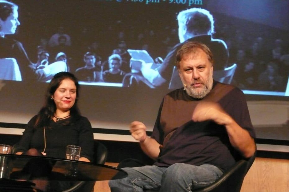 Image of Slavoj Zizek with his wife, Jela Krečič Zizek