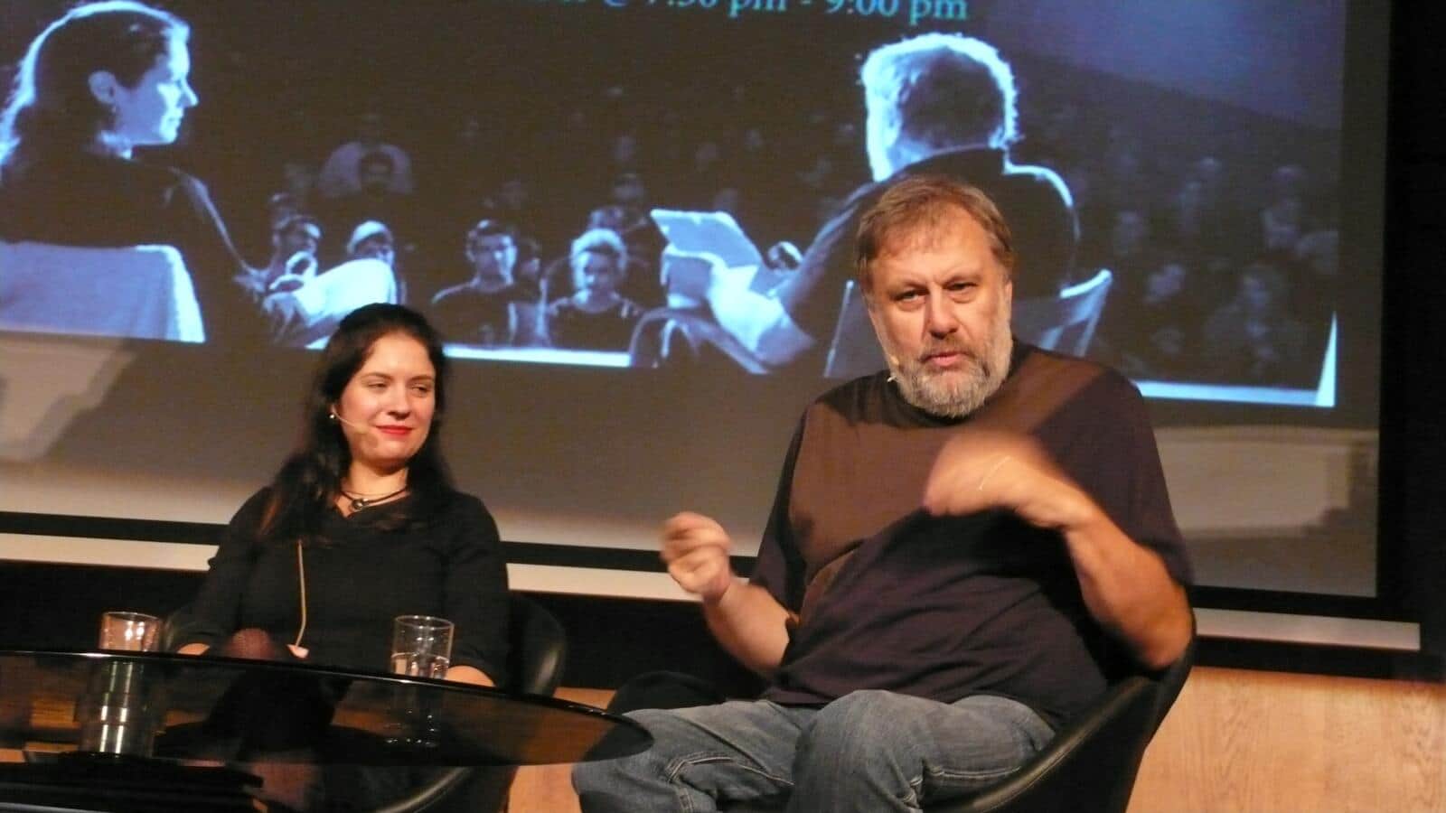 Image of Slavoj Zizek with his wife, Jela Krečič Zizek