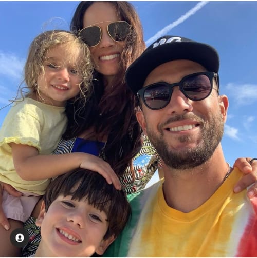 Image of Trevor Plouffe and Olivia Pokorny with their kids, Teddy and Isla Plouffe