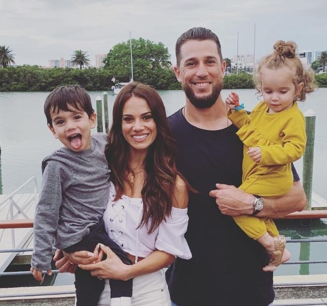 Image of Trevor Plouffe and Olivia Pokorny with their kids, Teddy and Isla Plouffe