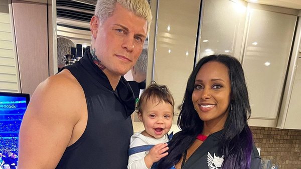 Image of Cody and Brandi Rhodes with their son, Liberty Iris Rhodes