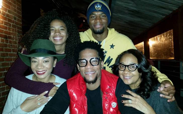 Image of D.L. and LaDonna Hughley with their kids, Tyler, Ryan, and Kyle.
