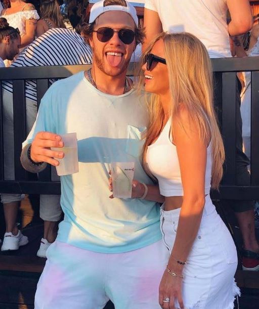 Image of David Pastrnak with his girlfriend, Rebecca Rohlsson