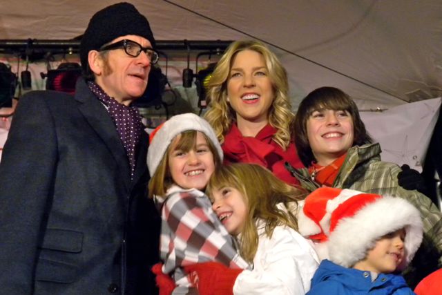 Image of Elvis Costello and Diana Krall with their kids, Dexter, Matthew, and Frank.