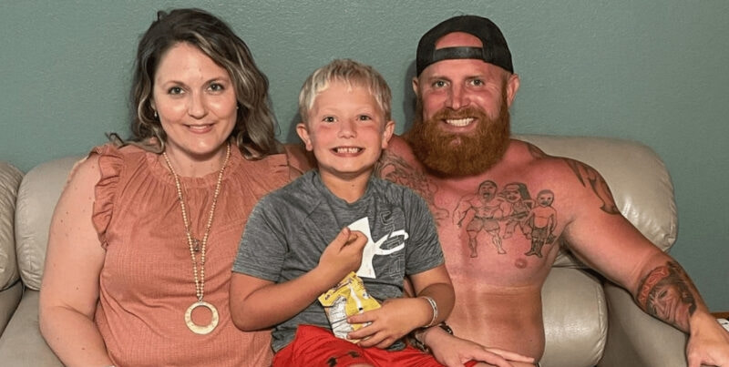 Image of Ginger Billy with his wife, Leah Beasley Parkins, and their son, Dale, Jr.