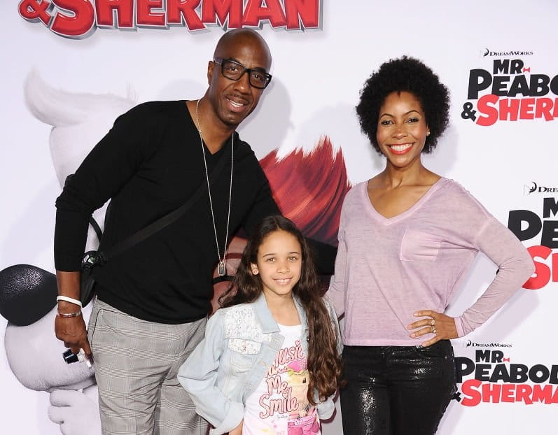 Image of J.B. Smoove with his wife, Shahidah Omar, and their daughter, Jerrica