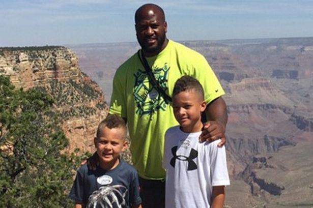 Image of James Harrison with his sons, James Harrison II and Henry Harrison