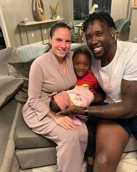 Image of Jason Pierre Paul with his alleged ex-wife, Louise Pierre Paul, with their kids