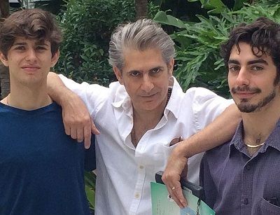 Image of Michael Imperioli with his kids, David and Vadim Imperioli