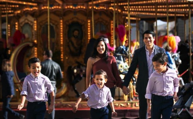 Image of Nirav Tolia and Megha Tolia with their kids, Dylan Tolia, Deven Tolia, and Declan Tolia