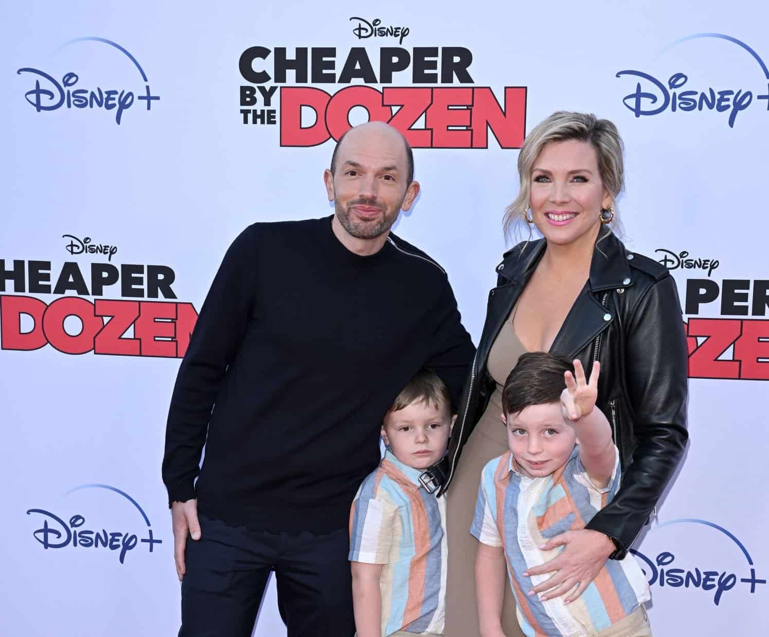 Image of Paul Scheer and June Diane Raphael with their kids, August and Sam Scheer