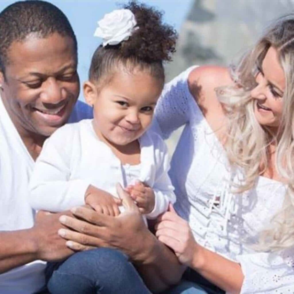 Image of Shawn Rhoden with his ex-wife, Michelle Sugar, with their daughter Cora Capri Rhoden
