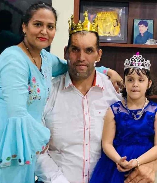 Image of The Great Khali and Harminder Kaur with their daughter, Avleen Rana