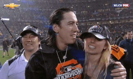 Image of Tim Lincecum with his girlfriend, Kristen Coleman