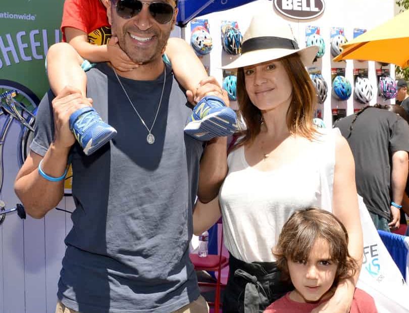 Image of Tom Morello with his wife, Denise Luiso, and their kids, Rhoads and Roman Morello