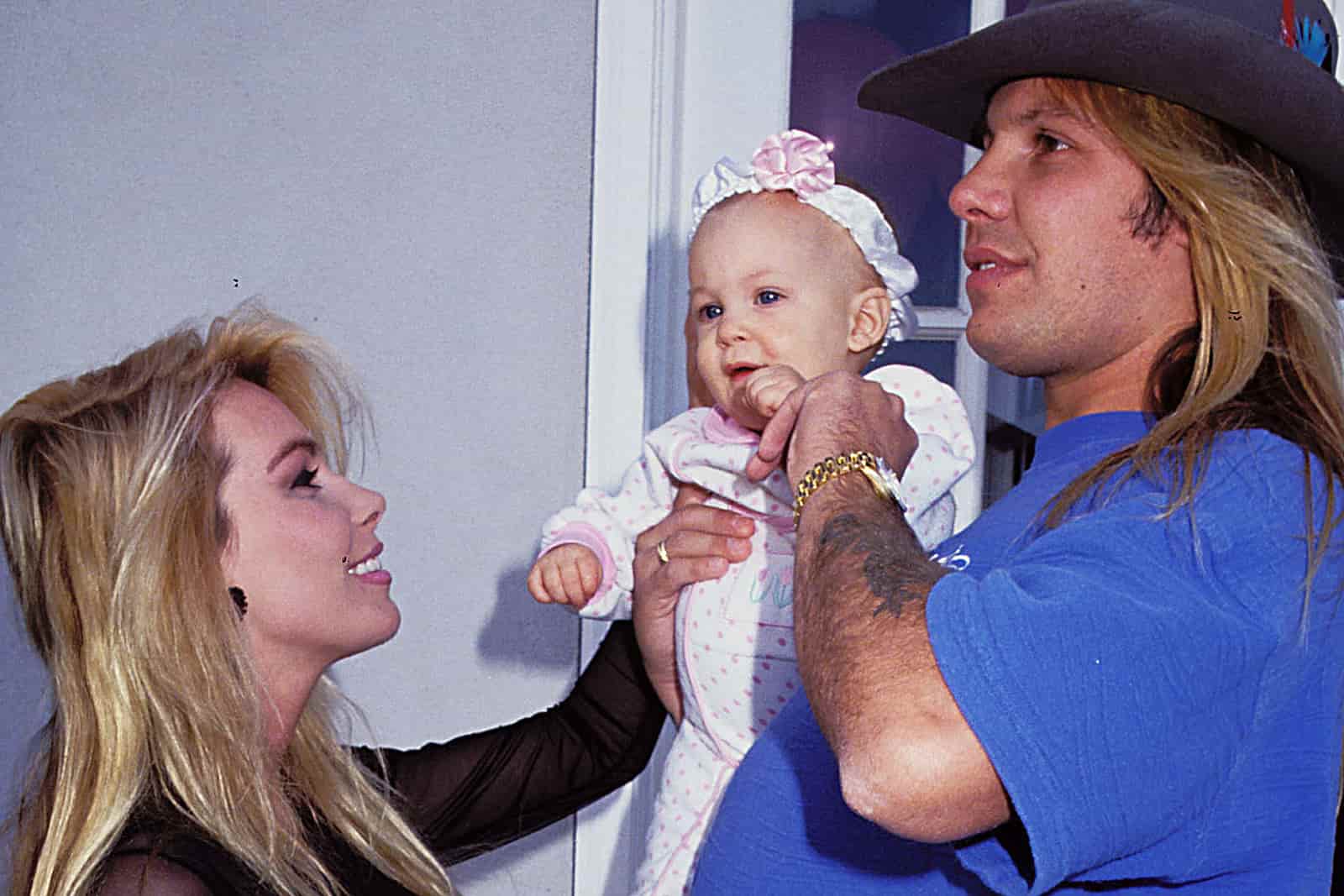 Image of Vince Neil and ex-wife Sharise Ruddell with their late daughter, Skylar Lynnae Wharton