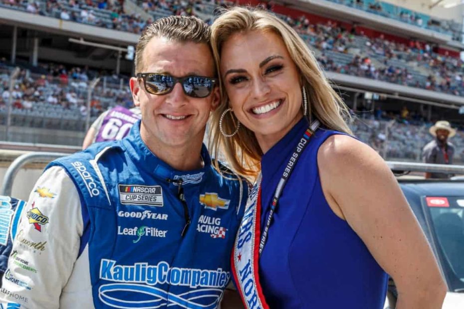 Image of A.J. Allmendinger with his wife, Tara Meador