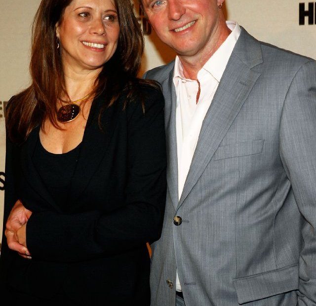 Image of Aidan Quinn with his wife, Elizabeth Bracco