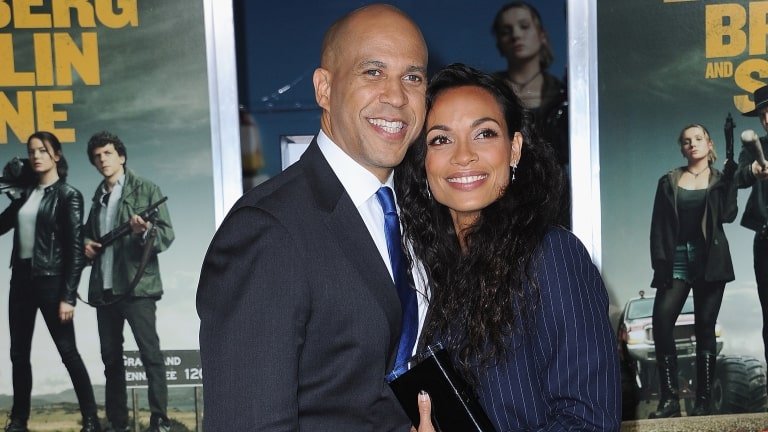 Image of Cory Booker with his wife, Rosario Dawson