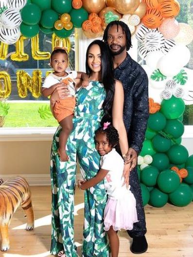 Image of Juicy J with his wife, Regina Perera, and their kids, Kamai and Myles 