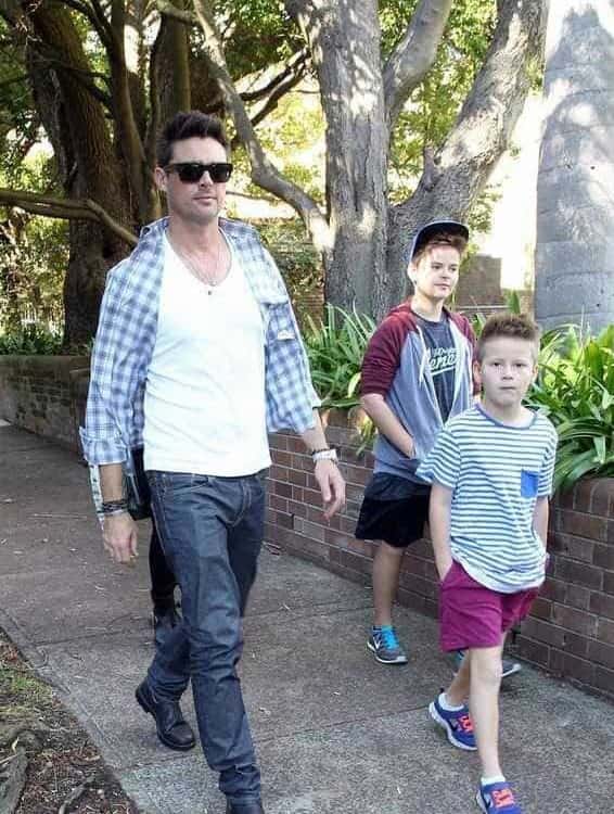 Image of Karl Urban with his sons, Hunter and Indiana Urban
