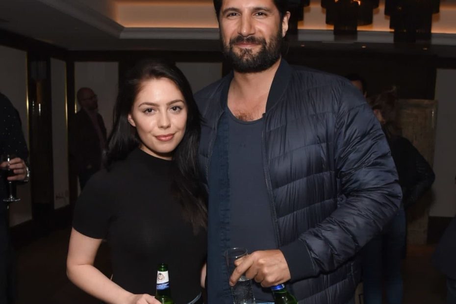 Image of Kayvan Novak with his wife, Talitha Stone