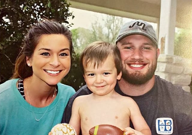 Image of Lane Johnson with his ex-wife, Chelsea Goodman, and their son