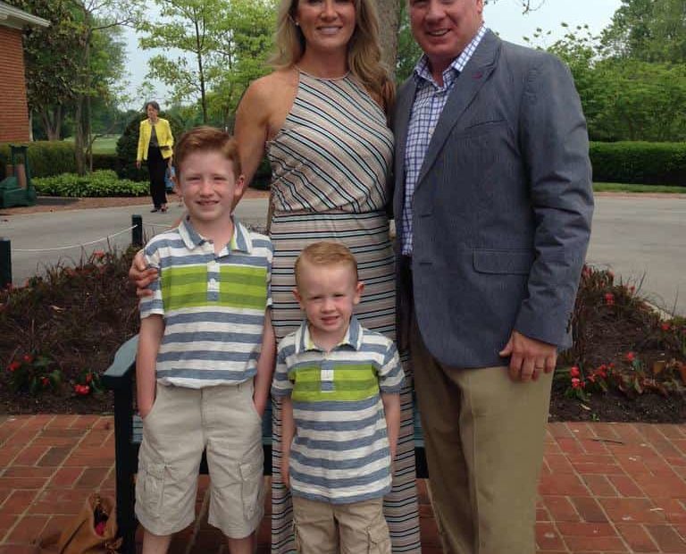 Image of Mark Stoops with his ex-partner, Chantel Stoops, and their kids, Will and Zack