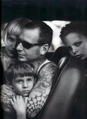 Image of Mike Ness with his wife, Christine Marie Ness, and their sons, Julian and Johnny Ness