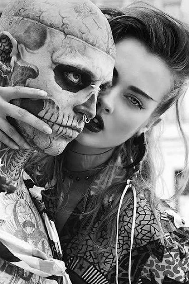 Image of Rick Genest with his girlfriend, Imanee