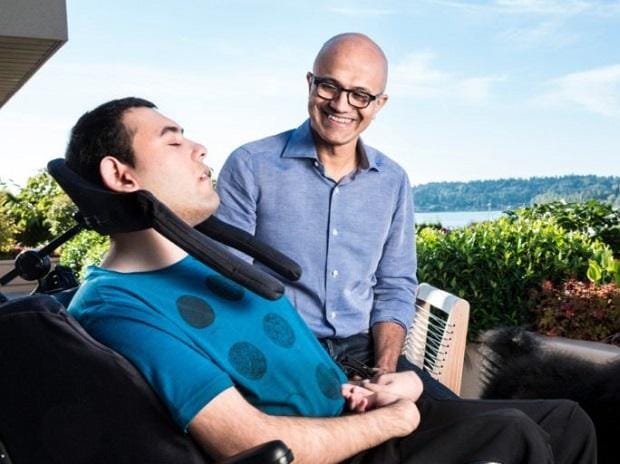 Image of Satya Nadella with his son, Zain Nadella