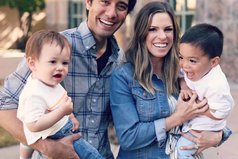 Image of Zach King with his wife, Rachel Holm, and their kids, Mason and Liam Michael King