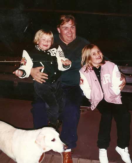 Image of John Candy with his kids, Jennifer and Christopher 