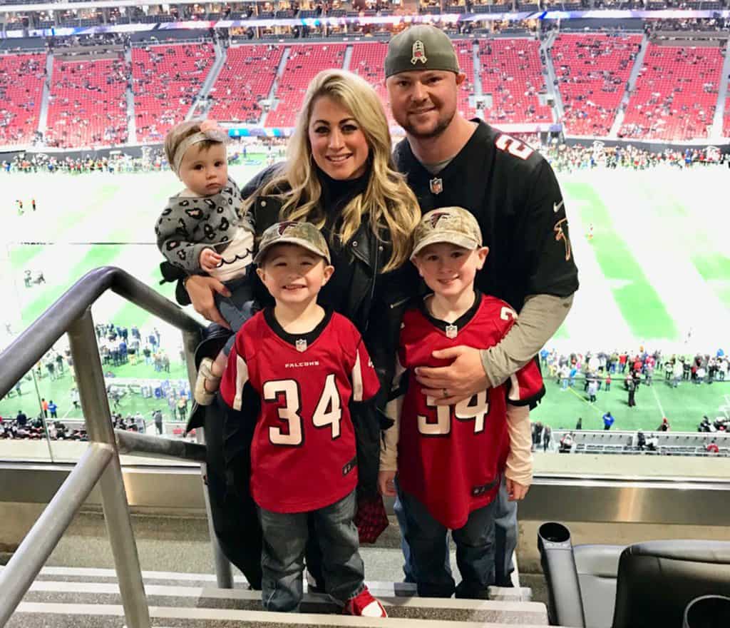 Image of Jon Lester with his wife, Farrah Stone Johnson, and their kids