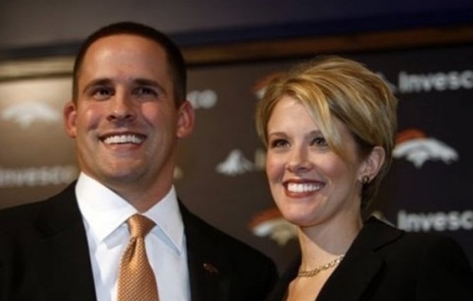 Image of Josh McDaniels with his wife, Laura McDaniels
