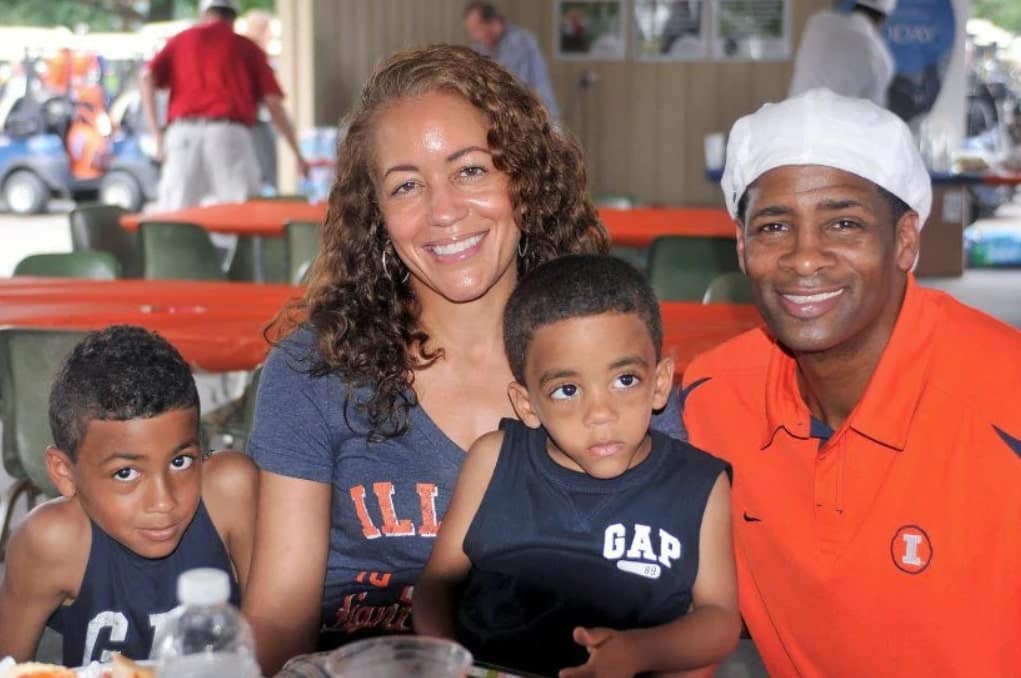 Image of Kendall Gill with his wife, Wendy Gill, and their kids