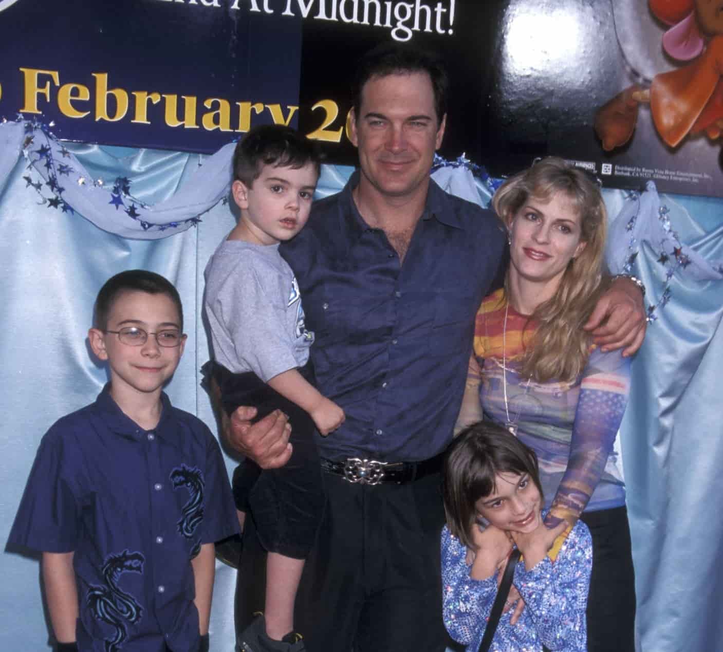 Image of Patrick Warburton with his wife, Cathy Jennings, and their kids